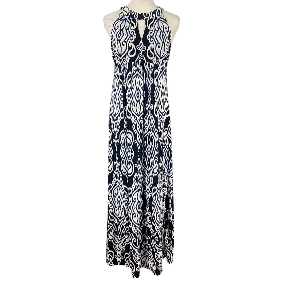 INC International Concepts Maxi Dress Halter Blue White Indie Babydoll Medium